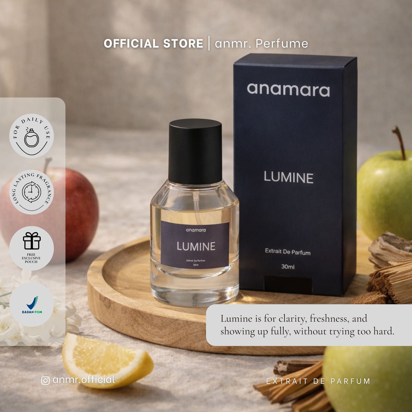 anmr. LUMINE - Fresh & Clean Apple Scent with Sandalwood | Extrait de Parfum | 30ml